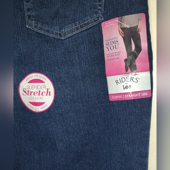 LEE Riders Denim Jeans Dark Blue STRETCH New NWT Women's 14 Straight Leg - Picture 7 of 8